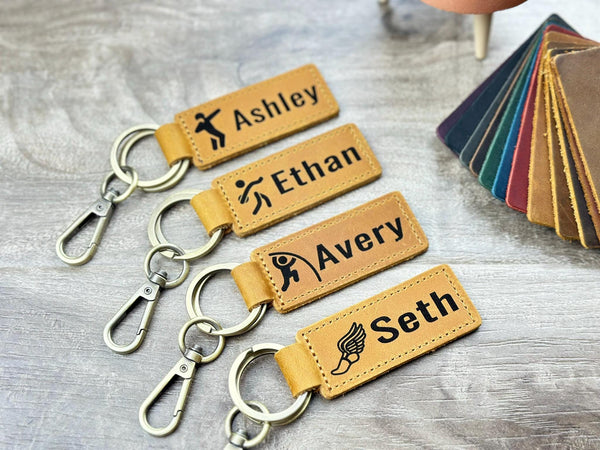 Personalized Basketball Leather Keychain – Custom Name or Number