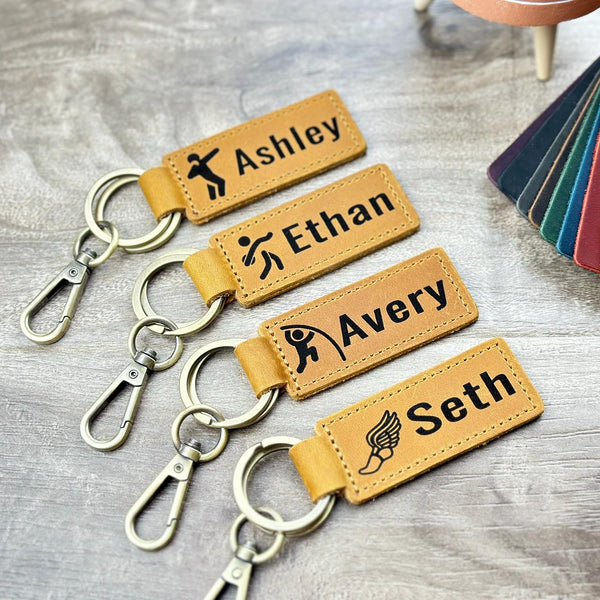Personalized Golf Ball Keychain – Custom Leather Golf Bag Tag / Name Tag