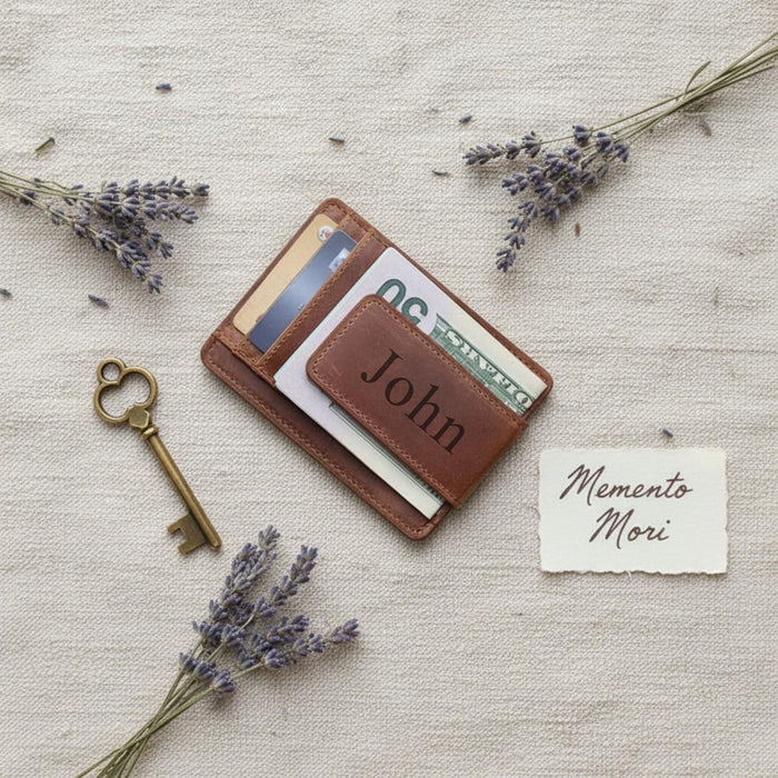 Personalized Leather Money Clip Wallet – Bifold, RFID, Engraved