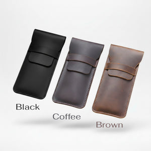 Leather pencil case color options: Black, Coffee and Brown
