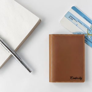 Personalized Genuine Leather Passport Holder – Engraved RFID Travel Cover