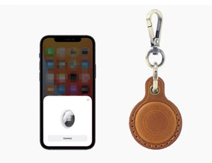 Genuine Leather AirTag Keychain – Full-Grain Air Tag Holder Case