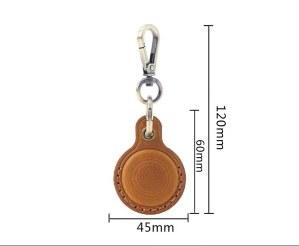 Genuine Leather AirTag Keychain – Full-Grain Air Tag Holder Case