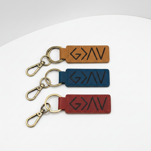 God is Greater than the Highs and the Lows engraved leather keychain, Christian faith gift