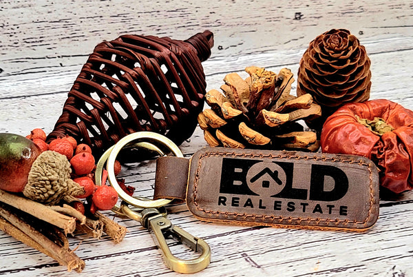 Employee Appreciation Gifts • Personalized Leather Keyrings • Corporate Christmas Party Favors for Staff & Coworkers