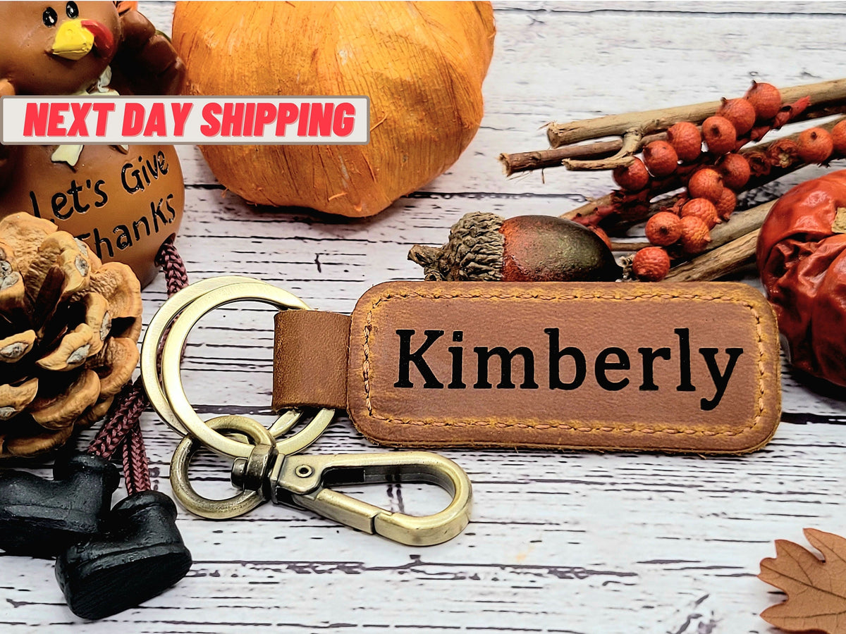 Personalized Leather Keychain, Custom Name Tag, Backpack Keyring, Birthday Gift for Him/Her, Men's & Women's Unique Gifts