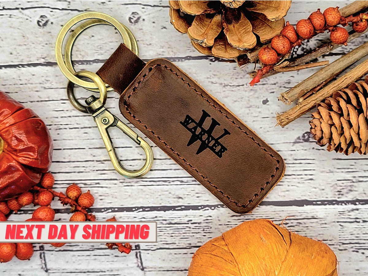 Personalised key fob, unique leather keychain for holding keys, thoughtful gift for her and him for birthdays or anniversaries