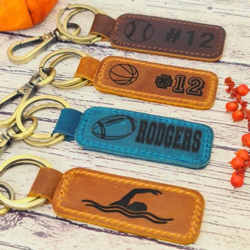 Tennis ball Personalized Keychain / Keyring / Bag Tag / Name Tag - Genuine Leather
