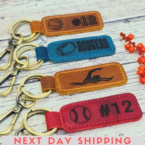 Tennis ball Personalized Keychain / Keyring / Bag Tag / Name Tag - Genuine Leather