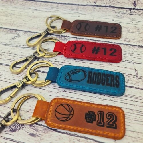 Tennis ball Personalized Keychain / Keyring / Bag Tag / Name Tag - Genuine Leather