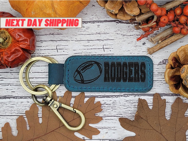 CHRISTMAS GIFT for BOYS, Football Keychain, Leather Keychain, Christmas Gift for Grandson, Grandson Gift, Christmas Football Banquet, Team