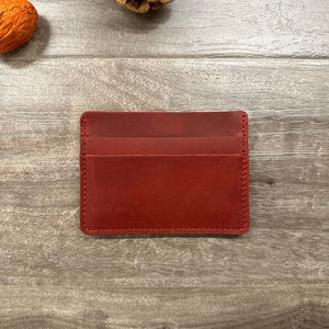 Personalized slim leather front pocket wallet, monogrammed full-grain cardholder