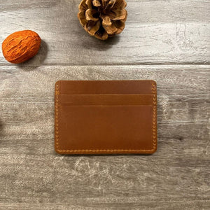 Personalized slim leather front pocket wallet, monogrammed full-grain cardholder