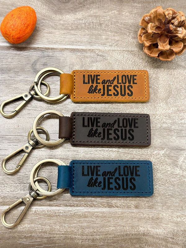 Personalized Leather Cross Key Fob – Bible Verse Engraved