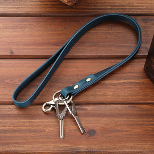 Personalized Leather Lanyard | Badge Holder | Id Keychain Necklace with Swivel Clip | Gift Ideas | Short Lanyard