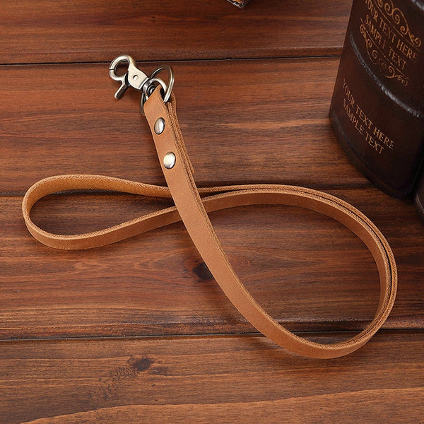 Personalized Leather Lanyard | Badge Holder | Id Keychain Necklace with Swivel Clip | Gift Ideas | Short Lanyard