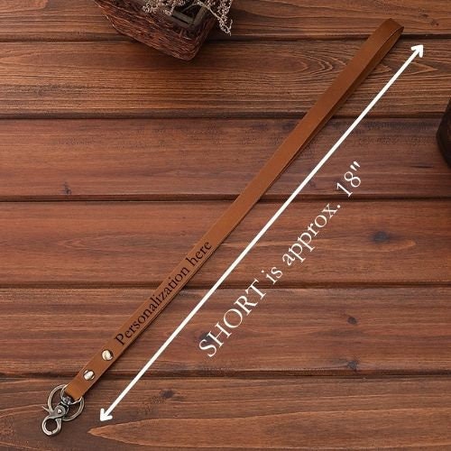 Personalized Leather Lanyard | Badge Holder | Id Keychain Necklace with Swivel Clip | Gift Ideas | Short Lanyard