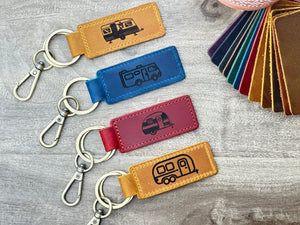 Custom RV leather keychain, Personalized motorhome key chain, Travel camping key fob, Unique Travel Gift for Campers, Camper keychain
