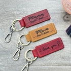 Personalized Leather MOM Keychain: Engraved Family Keepsake