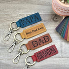 Custom Engraved Dad Leather Keychain | Personalized Father Keyring | Gift for Dad from Kids