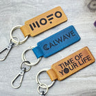 Custom Text or Logo Keychain, Leather Keychain, Funny Hotel Gift, Custom Tag, Name Party Birthday, Bulk Personalized Key Fob