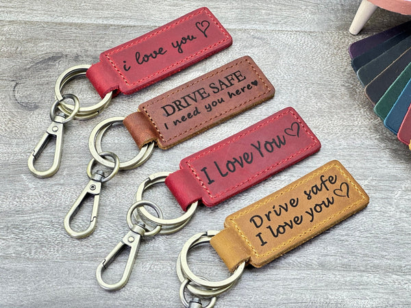 Personalized Leather keychain• Engraved Initial Accessory • Handmade Minimalist Key Holder • Fast Shipping Anniversary Keepsake Key Fob