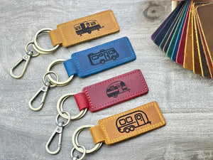 Custom RV leather keychain, Personalized motorhome key chain, Travel camping key fob, Unique Travel Gift for Campers, Camper keychain