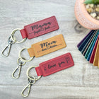 Personalized Leather Keychain for Mom, Mother's Day Gift, Mama Key Fob with Custom Name, Engraved Gift for Her