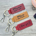 Personalized Leather Keychain for Mom, Mother's Day Gift, Mama Key Fob with Custom Name, Engraved Gift for Her