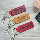 Personalized Leather Keychain for Mom, Mother's Day Gift, Mama Key Fob with Custom Name, Engraved Gift for Her
