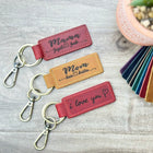 Personalized Leather MOM Keychain: Engraved Family Keepsake