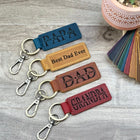 Custom Engraved Dad Leather Keychain | Personalized Father Keyring | Gift for Dad from Kids