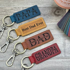 Custom Engraved Dad Leather Keychain | Personalized Father Keyring | Gift for Dad from Kids