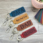 Custom Engraved Dad Leather Keychain | Personalized Father Keyring | Gift for Dad from Kids