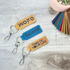 Personalized Leather Keychain | Snap Closure with Keyring and Swivel Clip | Car Key Fob Customized Initials/Name | Labor Day | Driver Gift