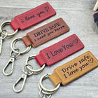 Personalized Engraved Leather Key Fob • Handmade Minimalist Keepsake for Parents, Husband, Boyfriend or Grandparent Appreciation Gifts