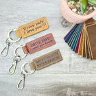 Personalized Leather Keychain, Premium Engraved Keychains for Men & Women - Monogrammed, Handcrafted Personalized Keychain for Dad Made USA