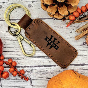 Custom engraved leather memorial keychain, sympathy keepsake in memory of a loved one