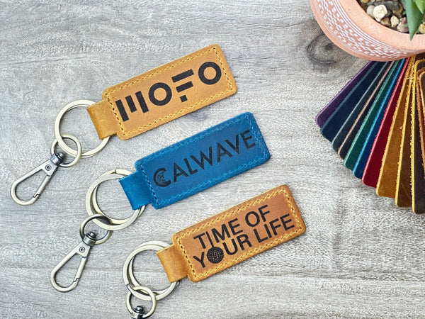 Employee Appreciation Gifts • Personalized Leather Keyrings • Corporate Christmas Party Favors for Staff & Coworkers