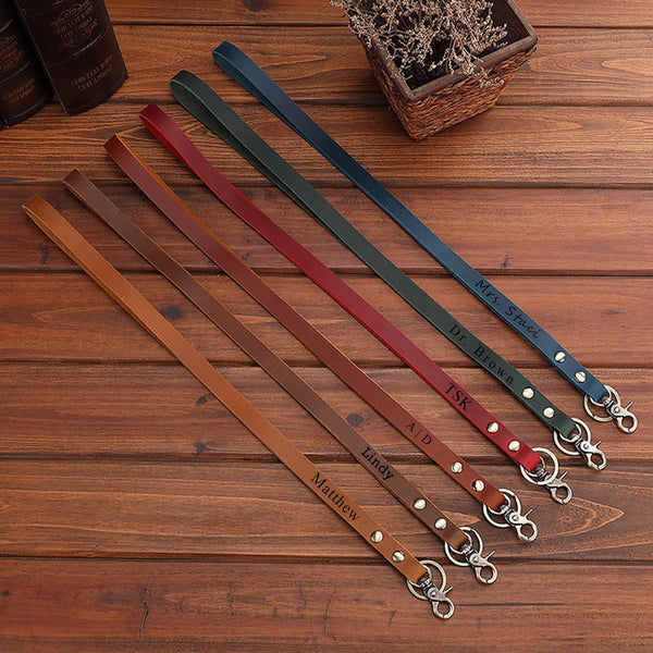 Personalized Leather Lanyard: Bulk Employee Gifts, 18" Length