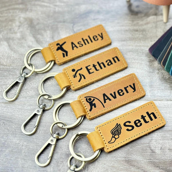 Tennis ball Personalized Keychain / Keyring / Bag Tag / Name Tag - Genuine Leather
