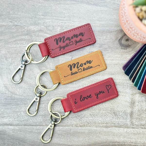 Personalized Leather Keychain, Custom Engraved Key Ring, Gift for Her/Him, Birthday Gift, Back to School, Custom Gift