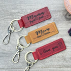 Personalized Leather Keychain: Drive Safe, I Love You, Custom Engraved Gift