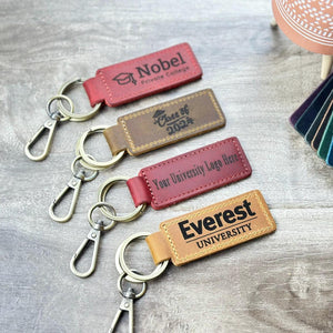 GRADUATION GIFTS, University Keychain, College Collegiate Sport Team Key Fob, Any University or College logo, Laser Engraved Leather