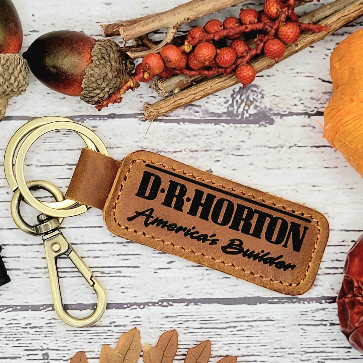 Employee Appreciation Gifts • Personalized Leather Keyrings • Corporate Christmas Party Favors for Staff & Coworkers