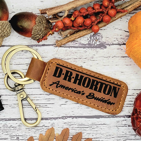 Employee Appreciation Gifts • Personalized Leather Keyrings • Corporate Christmas Party Favors for Staff & Coworkers