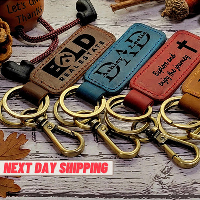 Custom Leather Keychain – Personalized Name, Location or Date