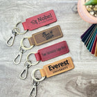 GRADUATION GIFTS, University Keychain, College Collegiate Sport Team Key Fob, Any University or College logo, Laser Engraved Leather