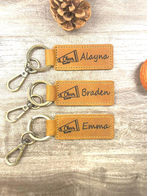 Cheerleading bag name, Personalized tags, Cheer megaphone backpack tags keychains, Cheer Gift