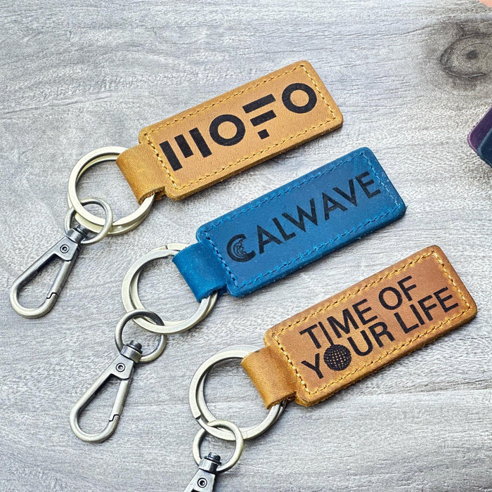 Custom Text or Logo Leather Keychain – Bulk Personalized Key Fob
